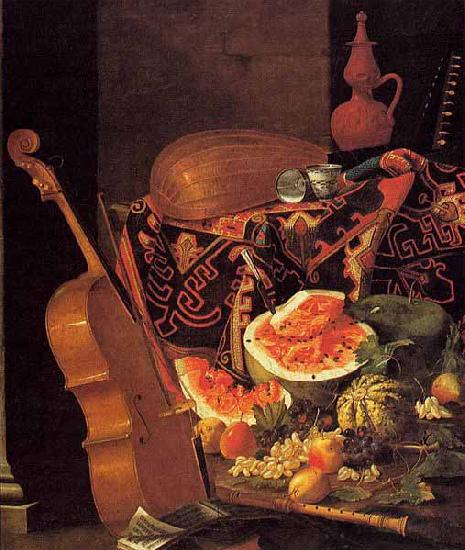 Cristoforo Munari Still-Life with Musical Instruments and Fruit oil painting image